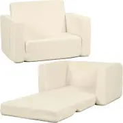 Kids Sofa, 2-In-1 Fold Out Soft Toddler Couch, Toddler Sofa Bed with Washable Co