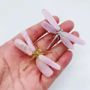 5Pc Natural Kunzite Reiki Gemstone Dragonfly Carving Crystal Quartz Healing