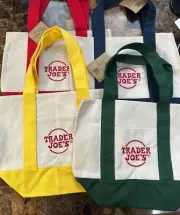 Trader Joe’s NEW mini canvas reusable tote bags set of All 4 COLORS