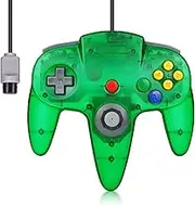 FISUPER N64 Controller Wired Classic Game Controller Joystick for N64 Console (Clear Green)