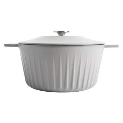 Martha Stewart Living Dutch Oven 5-Qt w/ Lid Round Enamel Cast Iron Warm Gray