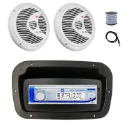 Dual Marine Radio, Spa Bezel,Adapter, Antenna,Wire, 2x 6.5" 150W White Speakers