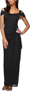 [Alex Evenings] Women's Long Cold Shoulder Dress