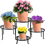 yosager 4 Pack Metal Plant Stands for Flower Pot, Heavy Duty Potted Holder, Indoor Outdoor Metal Rustproof Iron Garden Container Round Supports Rack for Planter