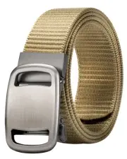 Mens Nylon Ratchet Belt, No Holes Web Belt with Automatic Buckle Black XL