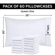 Pillowcases 60 Pack Queen Pillowcase Set Microfiber Standard Size White 20 x 30