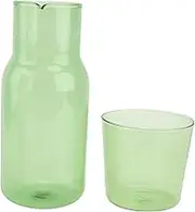 Garneck 1Set Glass Cup and Water Kettle Set Green Drinking Tools for Home Office Hotel Includes Water Cup Water Bottle High Borosilicate Glass