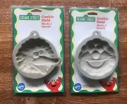 Set of 2 Wilton Sesame Street Ceramic 4" Cookie Molds ELMO ~ BIG BIRD 1998