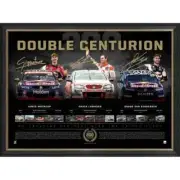 V8 SUPERCARS LOWNDES WHINCUP VAN GISBERGEN DOUBLE CENTURION SIGNED FRAMED PRINT