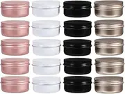 TOVINANNA 20pcs Aluminum Cosmetic Jars Round Cream Cans for Travel Diy Candles and Small Item Storage Containers Black White and Gold