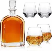 Cadamada 24oz Whiskey Glass Bottle,Decanter Set with Glasses,Delicate Decanter Set for Tequila, Brandy, Scotch & Vodka, Gifts, Bar & Party Decorations