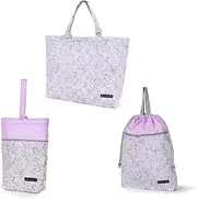 COLORFUL CANDY STYLE NS702300 Gusseted Bag, Drawstring 3-Piece Set, Water Repellent, Lightweight Type, Shoe Case, Drawstring Bag, Large, Lesson Bag, Gymnastics Bag, Preparation for School Admission,