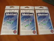 3 Mustad Piscator Bait Rigs Sabiki SPR-5G White Red Head Size 12 / 10 LB Line