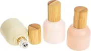 EXQUIMEUBLE 3Pcs Glass Roller Ball Bottles Refillable Perfume Roller Bottles with Bamboo Lids for Essential Oils Portable and Leak Travel Accessories for Handmade