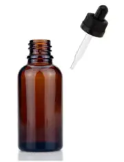360 x Amber 1oz 30ML Euro Round Glass Bottles W/ Glass Droppers Child Resistant