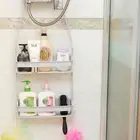 Bathroom Hanging Shower Caddy with 2 Layers Shower Organizer Holder Rack Headཽ