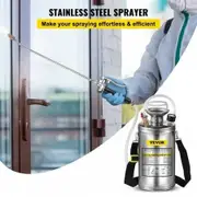 1.5Gal Stainless Steel Sprayer, Set with 16" Wand& Handle& 3.3FT Reinforced Hose, Hand Pump Sprayer with Pressure Gauge&Safety Valve, Adjustable Nozzle Suitable for Gardening& Sanitizing
