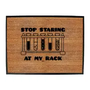 Stop Staring At My Rack - Funny Novelty Doormat Man Cave Floor mat