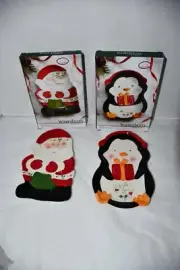 Pfaltzgraff Winterberry Set of 2 Tidbit Trays in Santa #5252677 & Penguin #52526