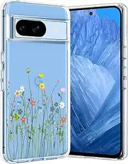 [Unov] Case Compatible with Pixel 8a Case Clear with Design Soft TPU Shock Absorption Slim Embossed Pattern Protective Back Cover for Pixel 8a (Flower Bouquet)
