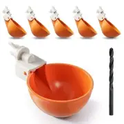 Chicken Waterer Cups, 6 Pack Automatic Chickens Water Cups for Poultry Orange