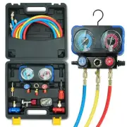 CALPOSE R1234yf AC Gauge 3 Way AC Manifold Gauge Set for R1234yf Refrigerant ...