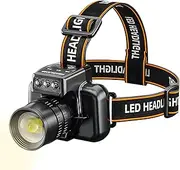 Rechargeable LED Headlamp - Lightweight LED Adults Head Flashlight | Adjustable Headband Outdoor Hiking Light, Outdoor Supplies, High Brightness Lamp