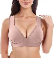 [Generic] Bras for Women Plus Size Full Coverage Front Button Sleep Bra Breathable Soft Comfort No Underwire Sport Bra
