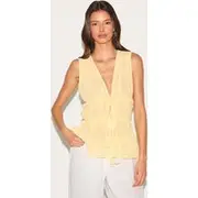 Lemon Chiffon Tie Front Top, Lemon