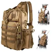 Fishing Backpack with Rod Holder Fishing Tackle Bag Large(16*12*6inch)-khaki