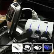 White Car Suv USB Charger Cigarette Lighter 3 Way Hole Socket Splitter Adapter
