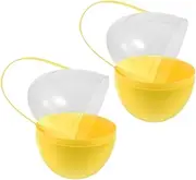 GLEAVI 2 PC Jumbo Eggs Giant Eggs Shaped Buckets with Handles Plastic Egg Containers Plastic Eggs Fillable for Filling Treats Basket Stuffers Yellow