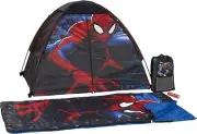 Marvel Spiderman Kids Camp Set Tent, Backpack, Sleeping Bag and Flashlight