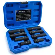 Spline Lug Nut Socket Set, 8 Piece SAE & Metric Locking Lug Nut Removal Tool,...