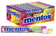 Mentos Chewy Fruit Candy Roll, Fruit, Non Melting, Party, 14 Pieces