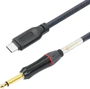 Devinal Upgrade Guitar to USB C Record Cable, 1/4" inch TS to USB-C Audio Cable, 6.35mm Mono to USB Type-C Recording Cord Adapter. Gold Plated 3.3 Feet