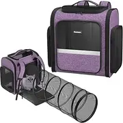 Cat Carrier Backpacks Pawtners Expandable Cat Backpack with Breathable Mesh, Pet Carrier Backpack for Cats Small Dogs Puppies Up to 18 Lbs, Dog Carrier Backpack for Travel Hiking Camping Outdoor