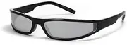 [HYYZZC] Futuristic Sunglasses Women Men Vintage Small Rectangle Frame Wrap Around Sun Glasses Punk Cool Mirror Eyewear Sports Shades