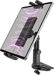 EXSHOW Car Tablet Holder CD Slot, Adjustable Arm CD Player Tablet Mount, 360° Rotation CD Phone Cradle for iPad Pro 12.9 Mini Air, Galaxy Z Fold Series, Tab, iPhone, More 4-13" Device