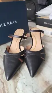 Women Cole Haan Leather Black Vandam Dress Mules Pointy Toe Sz 11/NWT