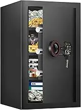 4.3 Cub Large Home Safe Fireproof Waterproof, Anti-theft Fireproof Safe Box with Programmable Keypad, Spare Keys and Removable Shelf, Digital Security Safe for Home Money Firearm Documents Medicines