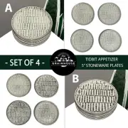 SET OF 4 New Gracious Living the GRAINHOUSE Tidbit Appetizer Plates Rustic Bone