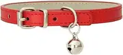 Leather Pet Collars for Cats,Puppy Dog,Kitten Collar with Bell (Red, M)