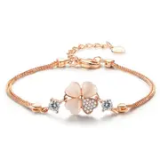 2PCS Copper Bracelet Fashion Jewelry Flower Clover Retro Simple Spring Buckle Bracelet