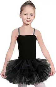 [Comebachome] Girls Leotards for Ballet, Sleeveless Ballet Leotards with Bottom Gauze Skirt, Dance Leotard for Girls (S)