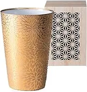 J-Kitchens Select Shochu Glass, Ultra Thin, Tumbler, Gold, Kaiseku, Wooden Box, 12.5 fl oz (370 ml), Made in Japan