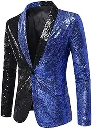 [Generic] Men Fashion Sequins Suit Jacket Single Breasted Slim Fit Blazers Luxurious Party Prom Dress Blazers Coats