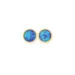 9ct Gold Synthetic Blue Opal Stud Earrings in Blue