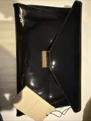 Cole Haan Christens Envelope Clutch Black Patent Leather NWT Dustbag & Strap