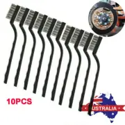 10Pcs Small Wire Brush Set Stainless Steel Brush DIY Paint Rust-Remover Tool AU